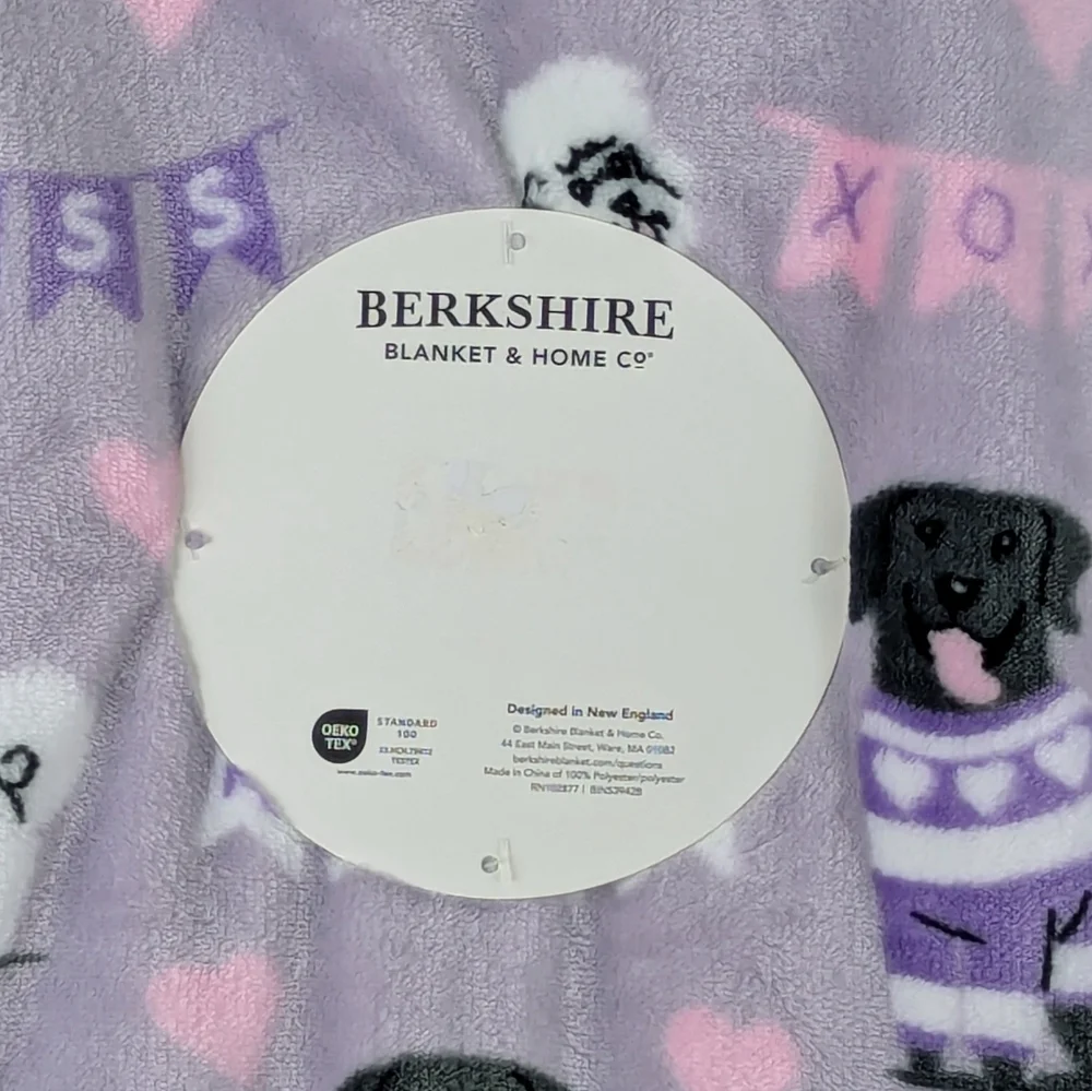 Boston Terrier Frenchie Pugs Kisses Love Plush Throw Blanket Lavender 60x70 NWT